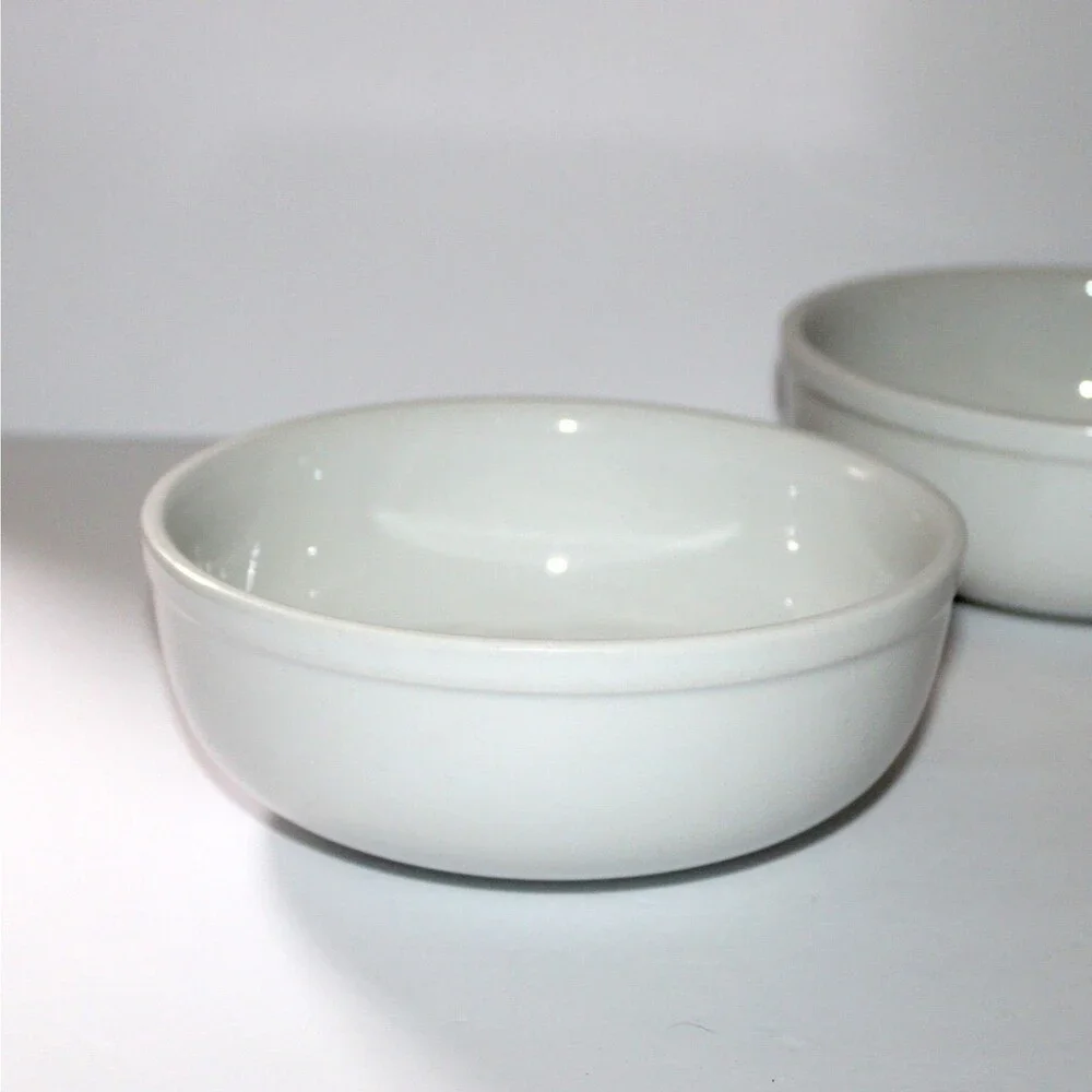 Crate & Barrel Culinary Arts soup cereal bowl lot of 3 white porcelain